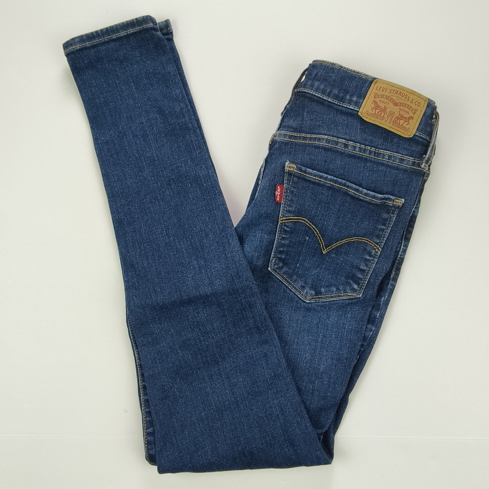 Levi’s 720 Women 2 High Rise Super Skinny Jeans Dark Wash Classic Stretch Denim